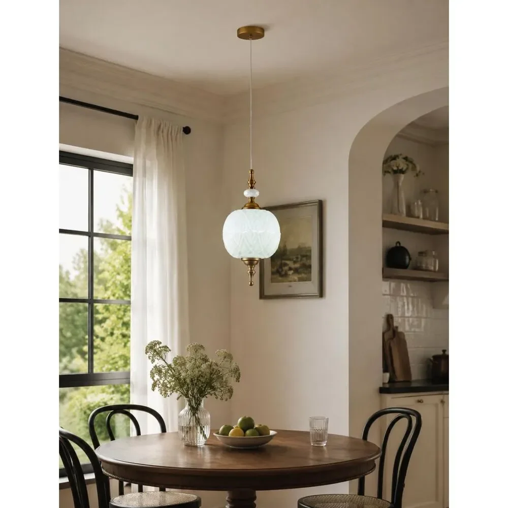 Modern White Glass Pendant Light (6.3